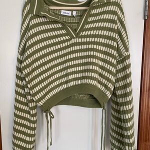 Willow & Root Olive and Cream Knit sweater